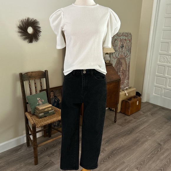 Shein Dazy black denim high waist cropped leg jeans - Picture 6 of 7